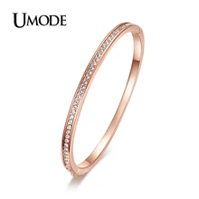 UMODE Brand Fashion Jewelry Bijoux Rose Gold Color Half Circle Austrian Rhinestones Cuff Bangles Bracelets For