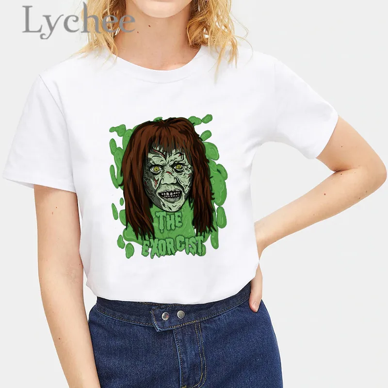 

Lychee Harajuku Devil Print Women T Shirt Top Tees Short Sleeve Loose Crew Neck Spring Summer Female T Shirts Top Tees
