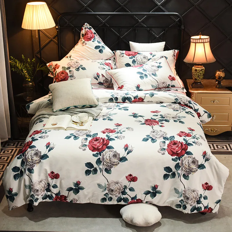 60s Long Stapled Cotton Pure Brief Style Bed Set Duvet Cover Sheet Pillowcases Flowers Design More Color Queen King | Дом и сад