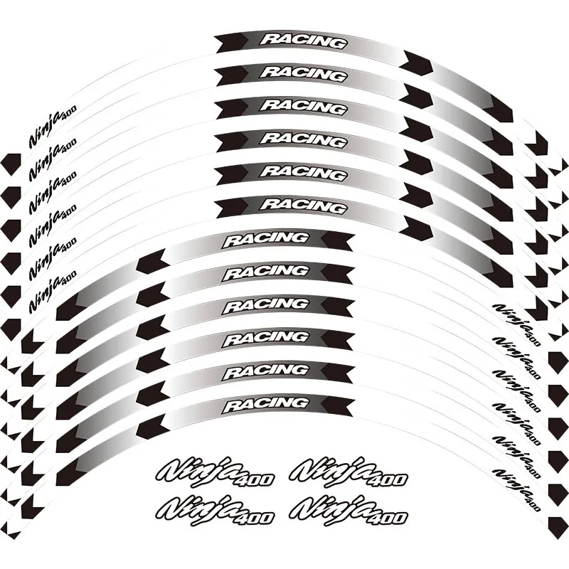 Новинка, высокое качество, 12 шт., подходит для мотоцикла, наклейка для колес, в полоску, светоотражающий обод для Kawasaki ninja 400 ninja400