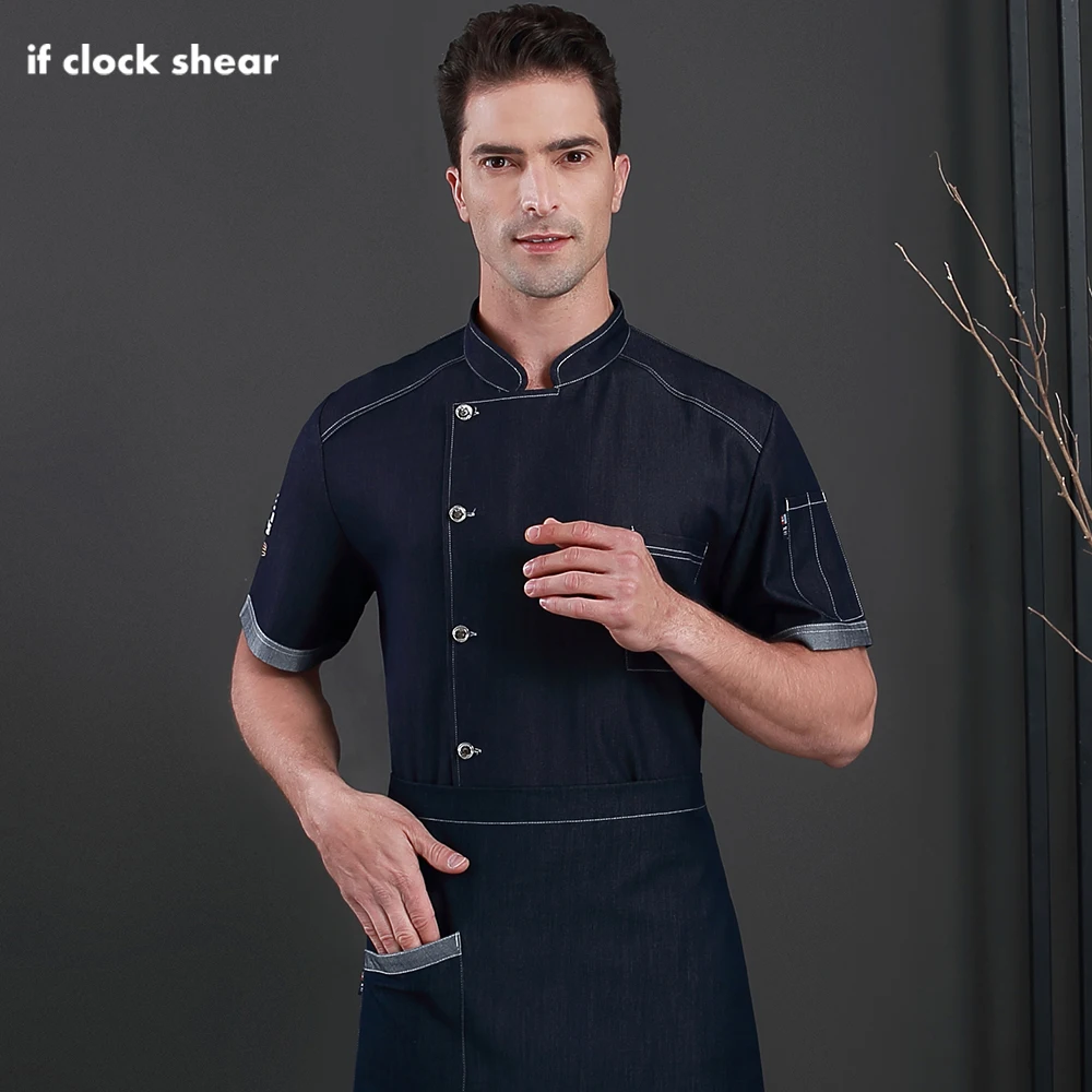 

M-4XL restaurant uniforms shirts Men and women catering Shirt hotel Kitchen short sleeves After kitchen staff jackets hat apron