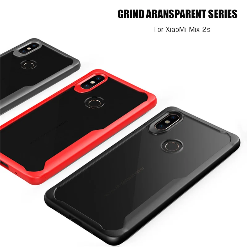 

For XiaoMi Mix 2 2s Case Soft Silicone+Transparent PC Armor Back cover Case for XiaoMi Mix 2s Mix2s Full Cover Mix2 Phone Shell