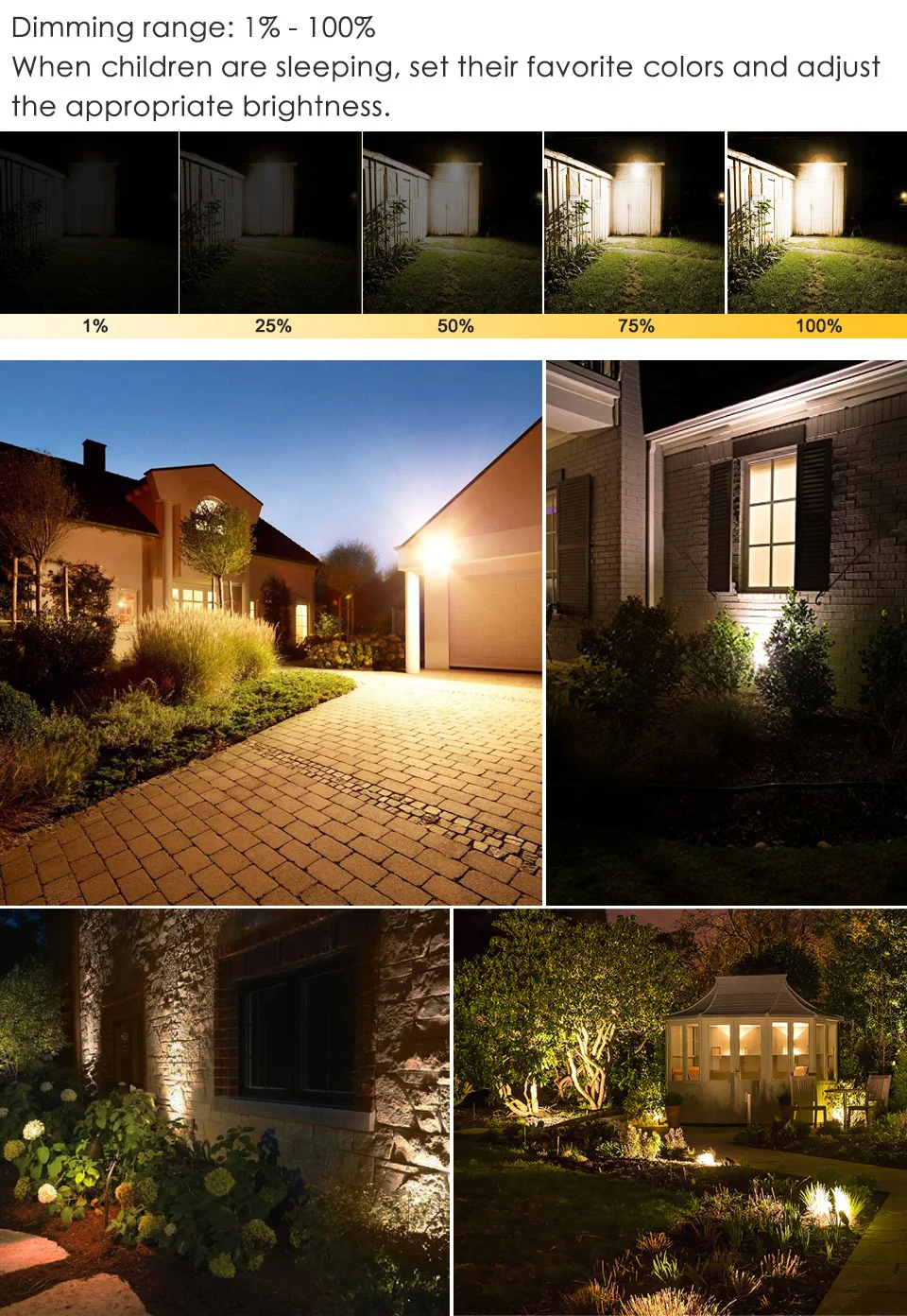 Smart Floodlight LED Outdoor Light RGB 15W Bluetooth4.0 360° APP Group Control IP66 Garden Waterproof Color Changing Spotlight