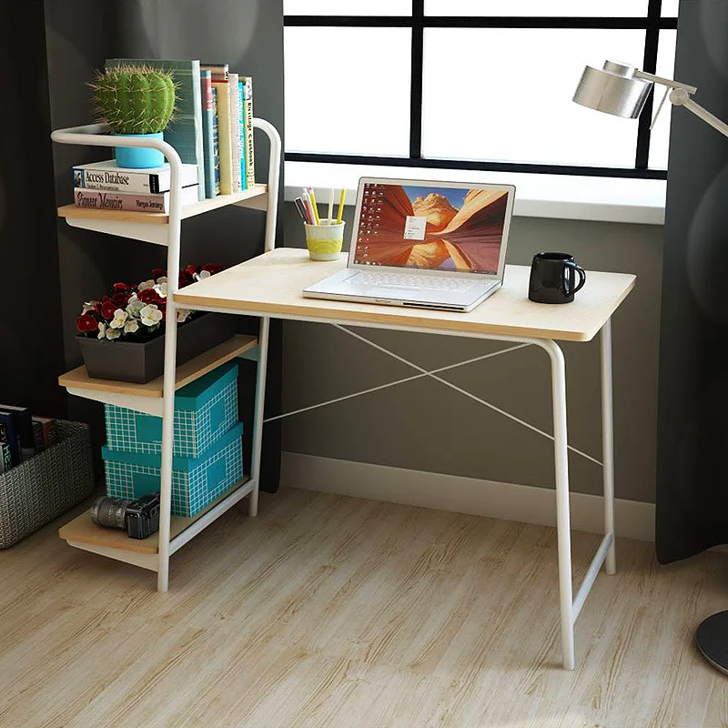 Scandinavian Siamese Creative Combination Office Desk Bookcase