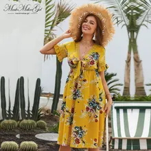 Designed for dignity women Sexy Dress v neck bohemian Dress green flower print Summer beach Dress Evening reception part dress commodity or dignity