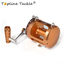 Снасти-поплавок Рыболовная катушка два рычаг переключения скорости откатная лебёдка Алюминиевая CNC обработанная 45 кг Макс тяга Морская Лодка троллинговая катушка отжимная катушка