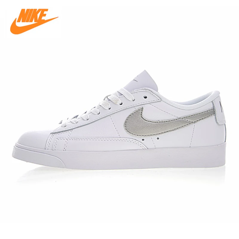 

NIKE BLAZER LOW LE Women's Skateboarding Shoes , White & Silver, Breathable Lightweight Waterproof Wear-resistant AA3961 101