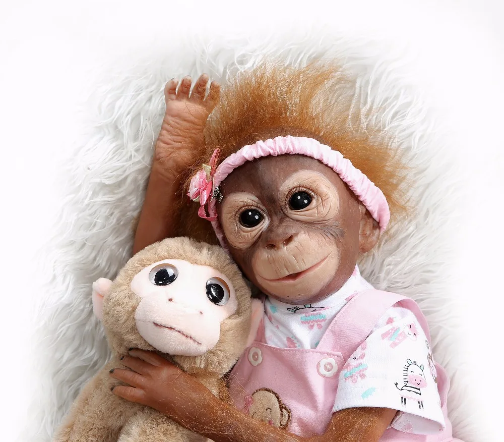 Силиконовая кукла Macaco baby bonecas 20 &quot52 см тканевая милая в форме обезьяны игрушки
