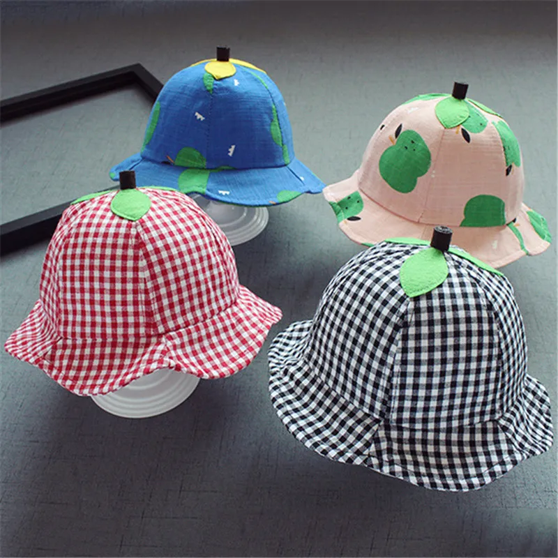 

2018 Hot Sale Lovely Baby Summer Hat Print Cartoon Cotton Baby Sunhat Adjustable Kid Bucket Cap Visors Infant Outdoor Hats