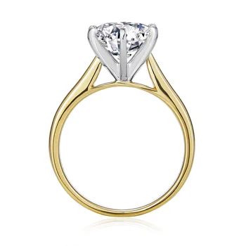 

14K 585 Two Tone Gold Moissanite Center 2.5ct Engagement Ring for Women 8.5mm E Color Moissanite Gold Ring