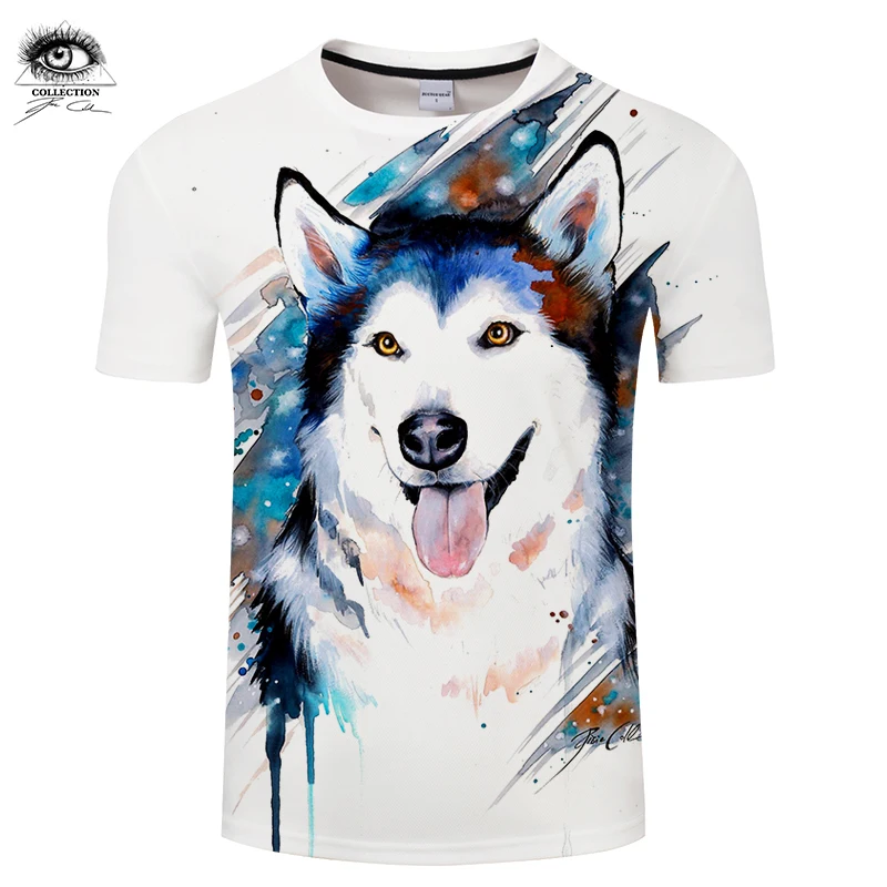 

Husky by Pixie cold Art Funny Tshirts 3d Men T-shirts Dog T shirts Male Camisetas Hombre Animal Printed Tops Tees Brand ZOOTOP B