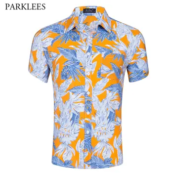 

Summer Short Sleeve Men Hawaiin Shirt Fashion Slim Fit Casual Beach Shirts Men Holiday Party Male Aloha Shirt Camisa Hawaiana