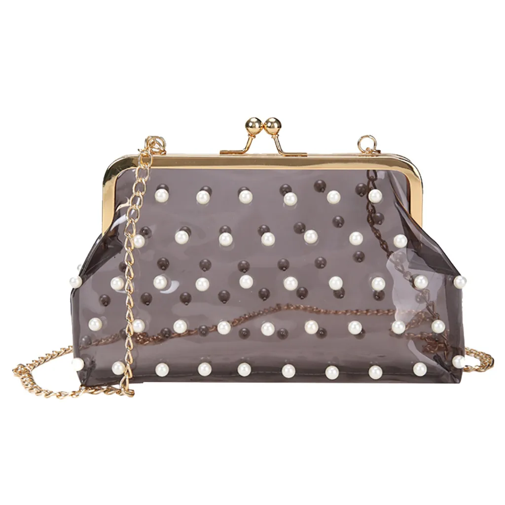 

Ladies Fashion Satchels Solid Color Softback Handbag Jelly Package Transparent Diagonal Package Hasp Versatile Square May 20