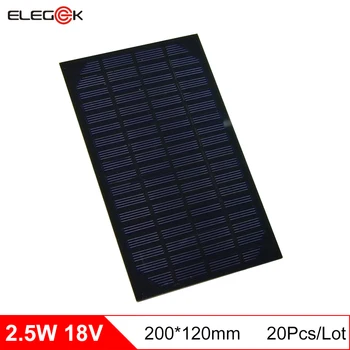 

ELEGEEK 20Pcs/Lot Monocrystalline Silicon 2.5W 18V Solar Panel 130mAh DIY Solar Panel Cell Module for Education 200*120mm