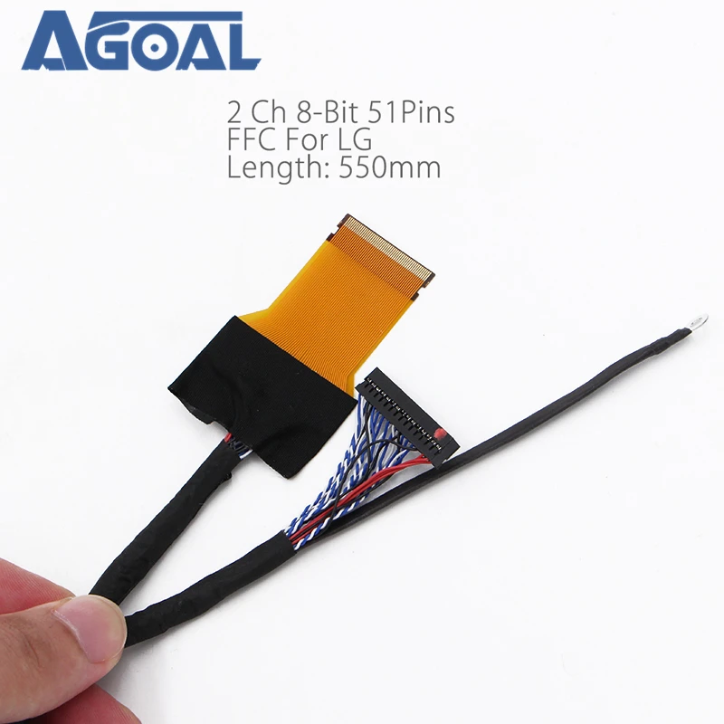 

FFC LVDS Cable 2 ch 8-bit 51 pins 51pin dual 8 cable flexible flat cable For LED panel V400HJ6-PE1 550mm Universal LCD Controlle