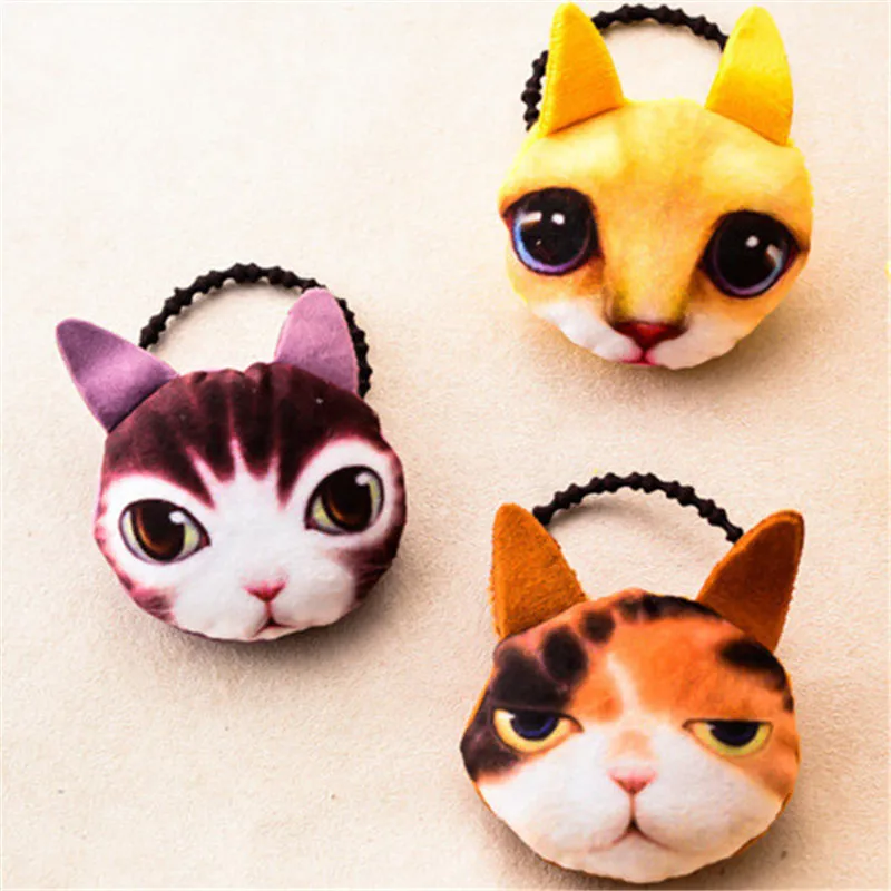 Best Handmade Cartoon Hair Accessories Korean New Girls Gifts Fabric Elastic Hair Bands Hair Ties Dog Cat Gum for Hair c