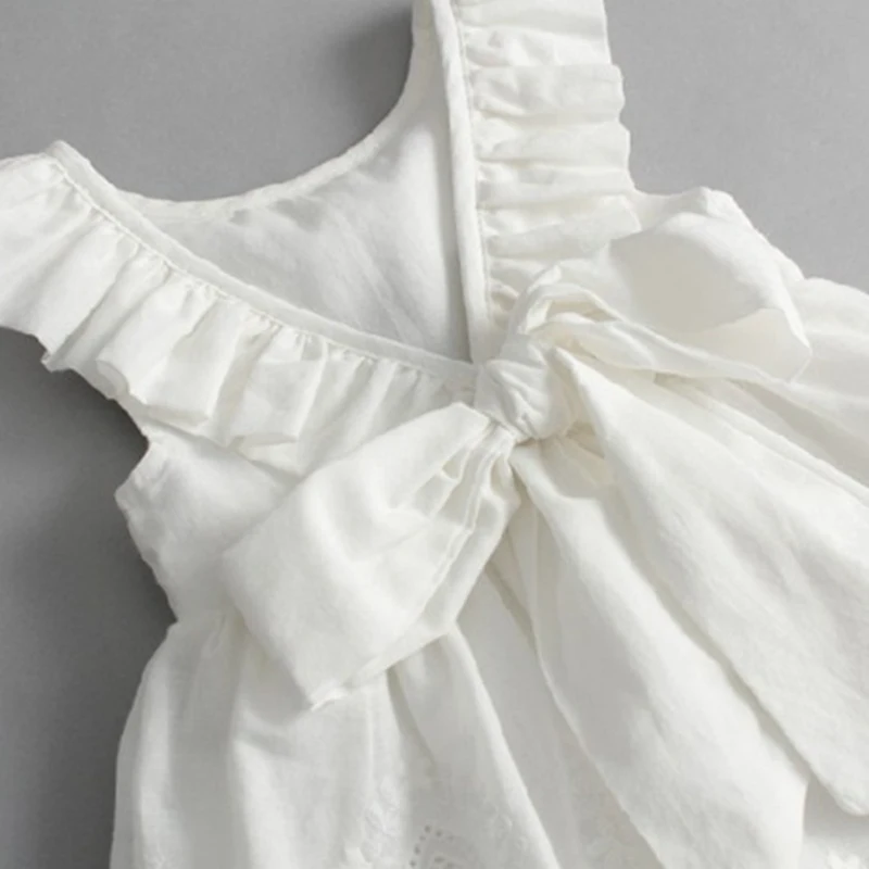 Кружевное пляжное платье для девочек белые открытые вечерние платья с открытой спиной для девочек, винтажная одежда для маленьких девочек 2, 3, 4, 5, 6, 7, 8, 9 лет