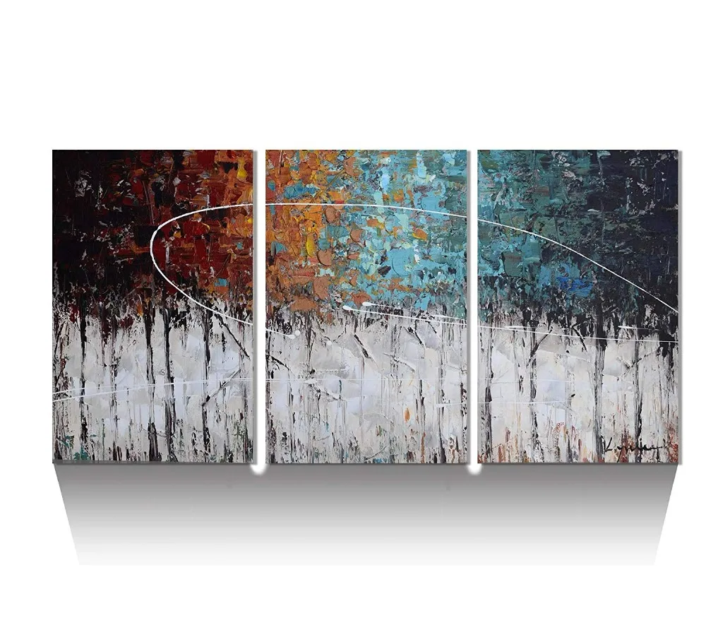 

Hand painted abstract landscape oil painting forest modern home decor abstract wall art picture gifts for living room on canvas