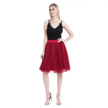 

Women Summer Casual Elastic Waist Tutu Skirts Lady Solid Pleated Swing Princess Knee-length Skirt One Size