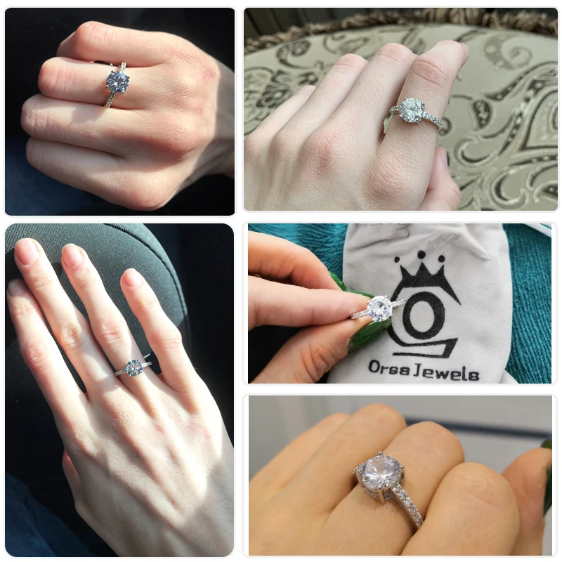 ORSA JEWELS Стерлинговое серебро женские кольца AAA кубический циркон сверкающий кристалл обручальное кольцо палец кольца из серебра 925 пробы, ювелирные изделия OSR56-1