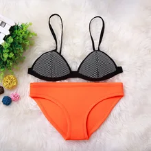 2017 Women Bikini Set Push up Swimwear Beach bathing suit Nets Sling Neoprene Two piece Swimsuit