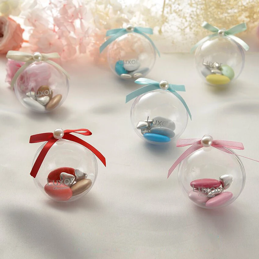 

20pcs/lot Plastic crystal ball Candy Box mariage Christening Birthday chocolate box Gift Bags & Wrapping Supplies wedding decor