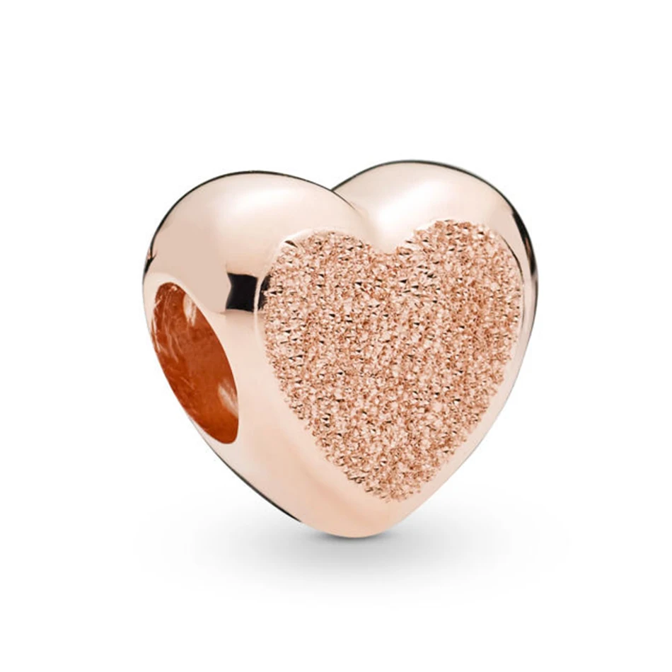 

925 Sterling Silver Charm Matte Brilliance Heart Charms Fit Pandora Bracelet Bangle DIY Jewelry