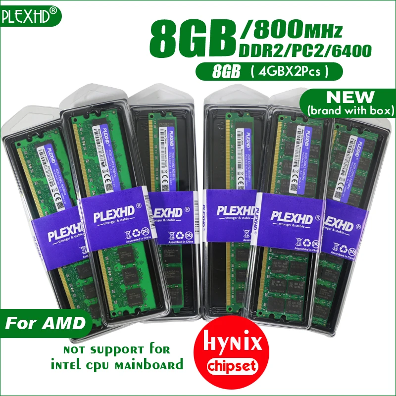 PLEXHD 8 Гб(4 Гб X 2 шт) DDR2 PC2-6400 800 МГц 8 г PC2 6400 для настольных ПК DIMM память ram 240 контакты для AMD(чипы Hynix