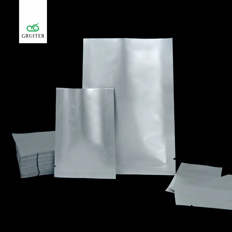 

Various Sizes Open Top Pouch 100x Silver Pure Aluminum Package Food Tea Bag Three Side Seal Flat Foil Mylar W/Tear Notch Thick