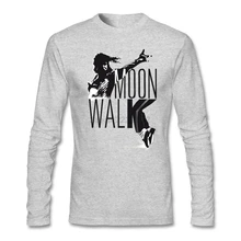 rock The Moonwalk T-Shirt maker for man Long sleeved Plus size Michael Jackson dance man t-shirt Natural Cotton Casual Tops