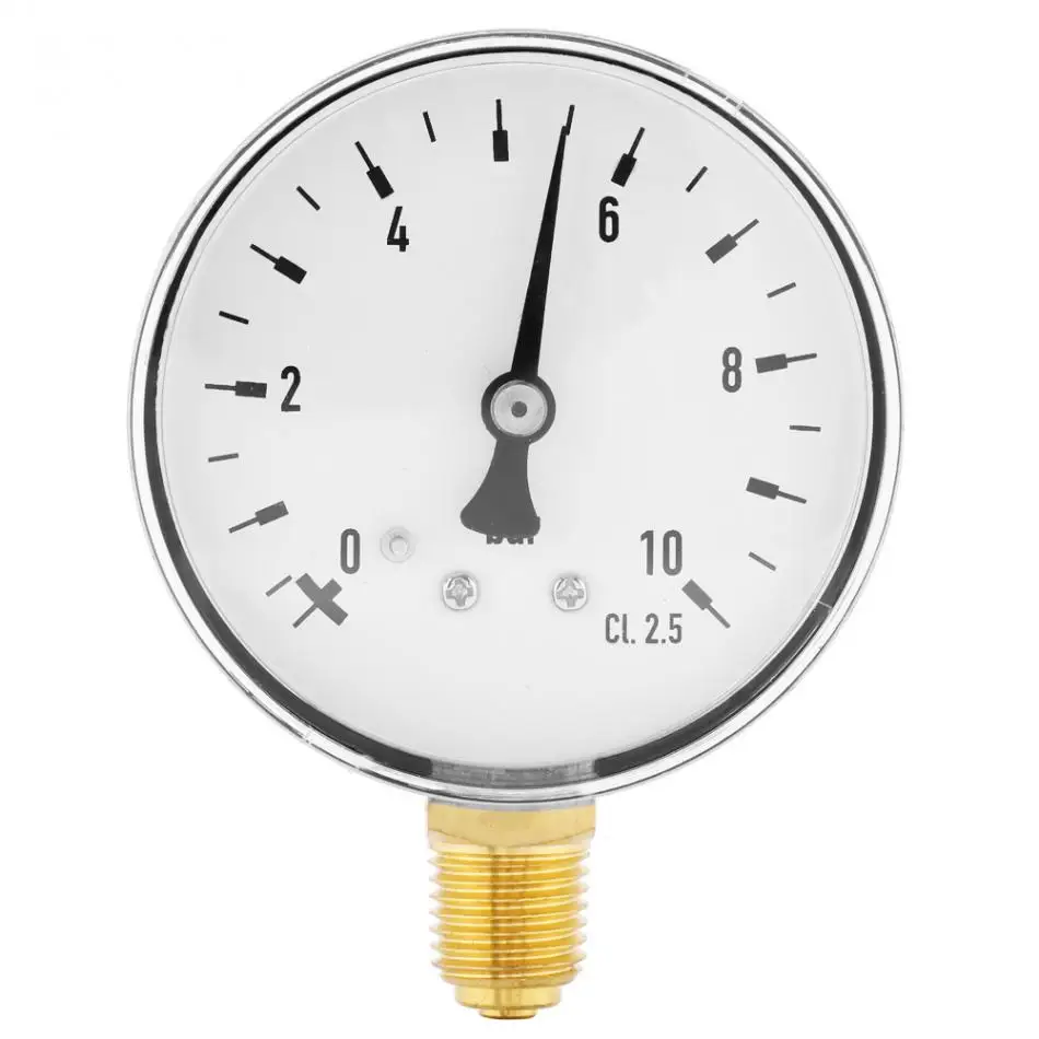 Hydraulic/ Air Oil Water Pressure Gauge 1/4 Inch NPT 0 10 Bar Side