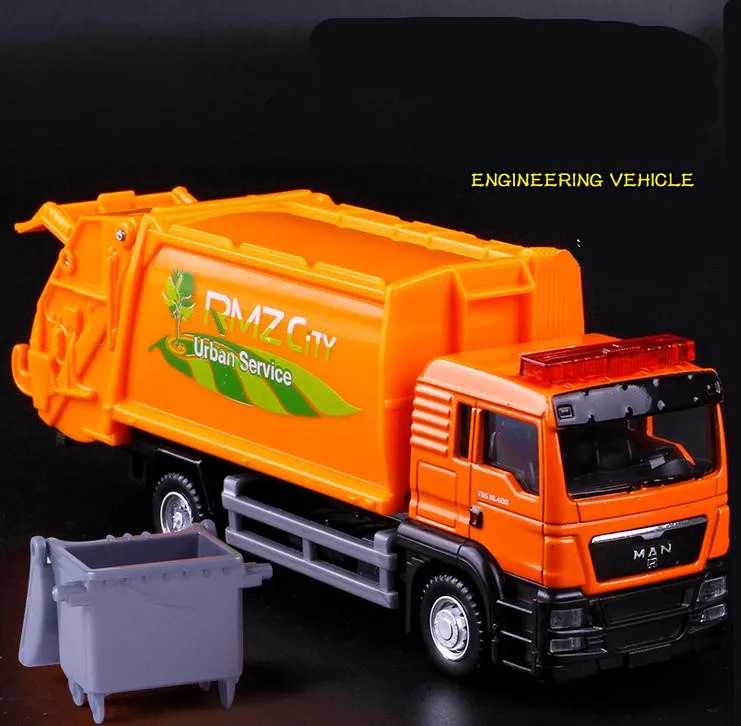 

1:64 Alloy Garbage Truck High Simulation Engineering Sanitation Model Toy Children's Toy Vehicle Free Shipping