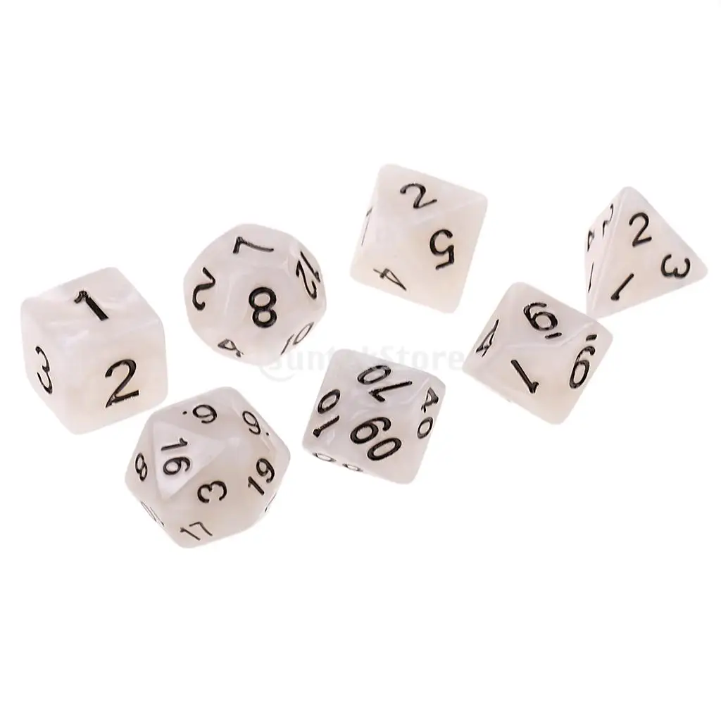 7x Acrylic Polyhedral Dice D4-D20 Dice for MTG TRPG Party Roleplay Game Toys