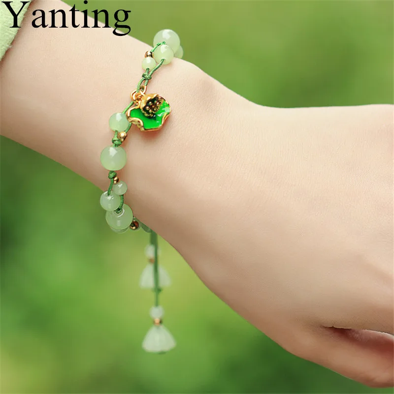 

Yanting Tassel Glass Glazed Lotus Charm Bracelets For Women Pulsera Ethnic Butterfly Bracelet Women Bohemian Hand Jewelry 0103