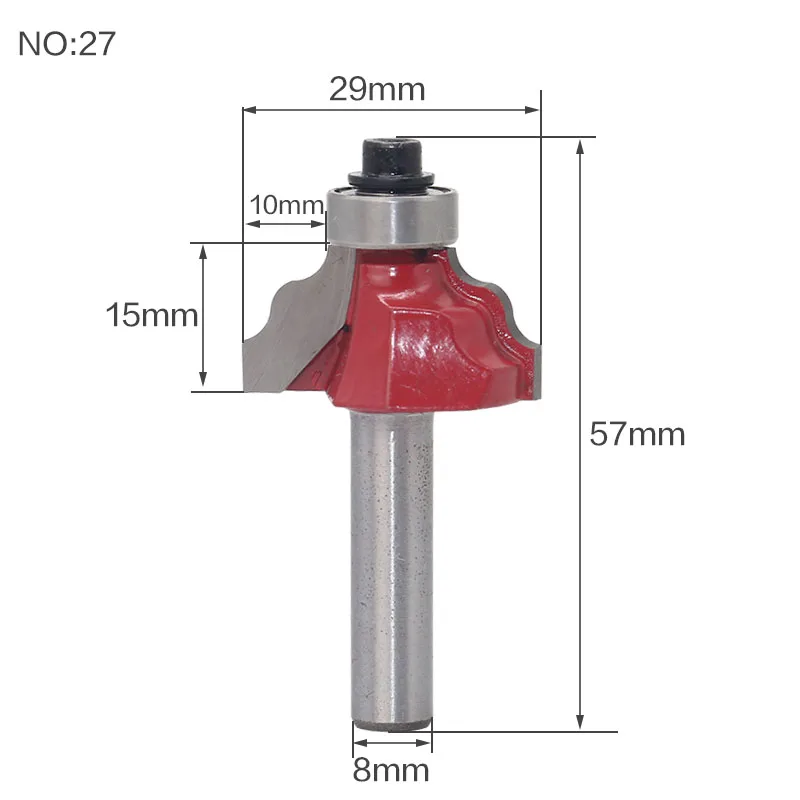 1/" Традиционная Ogee кромкоформовочная фреза Бит-8" хвостовик деревообрабатывающий нож линия - Длина режущей кромки: NO27