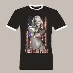 Мэрилин Монро татуировки США американский флаг Для мужчин футболка персонализированное людей Для мужчин s 100% хлопок короткий рукав