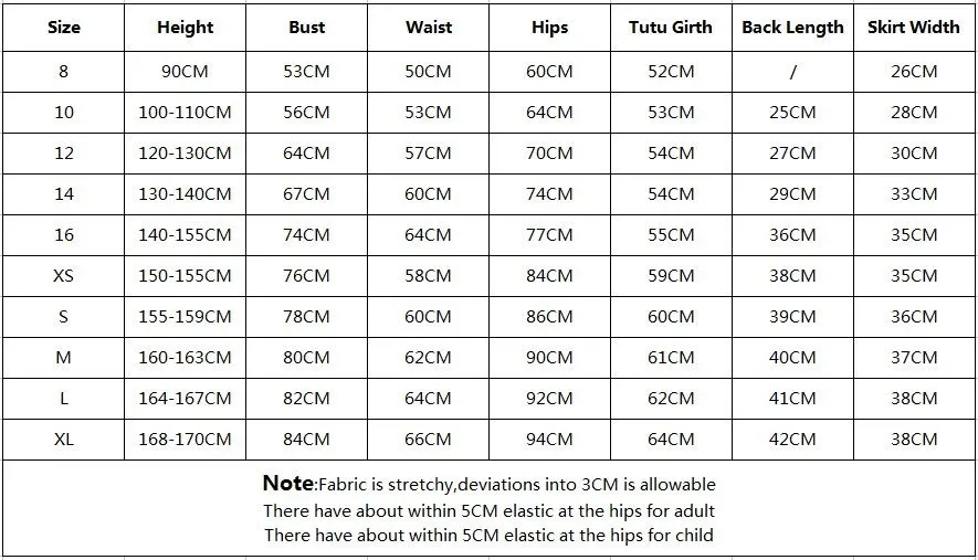 2016TUTU SIZE
