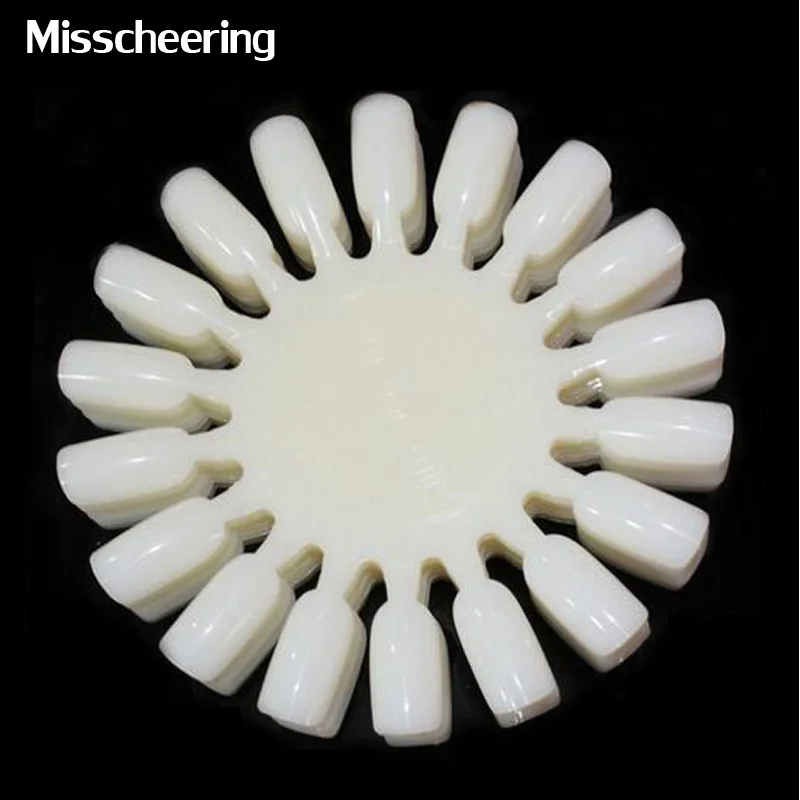 

False Nail Art Tips Display,10pcs/set 18tips Natural White&Clear Practice Wheel Polish Color Chart Board,Manicure Nail Tools