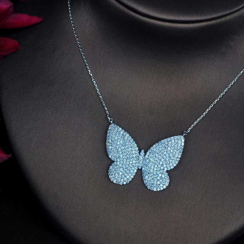 HIBRIDE Luxury Cubic Zircon Butterfly Necklace Women Girl Pendant Necklace Sweater Chain Dress Accessories Jewelry Gifts N-390 - Image 2