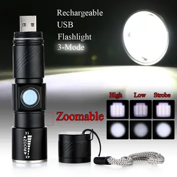 

Mini USB LED Flashlight Rechargeable Tactical Q5 Flash Light Torch Zoomable Pocket Outdoor Camping Hiking Lantern