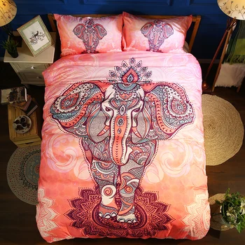 

Comforter Bedding Sets Bohemian Pink Elephant Duvet Cover Queen With Pillowcase Bedlinen