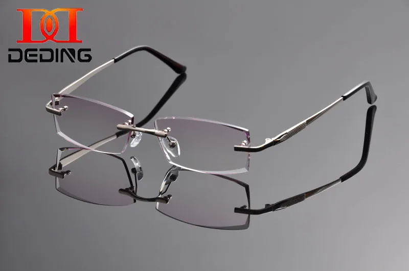 

DeDing 2016 Rimless Titanium Optical Eyeglasses Frame Titanium Rectangular Eyeglasses W/anti blue ray Lens Optical Frame DD1310