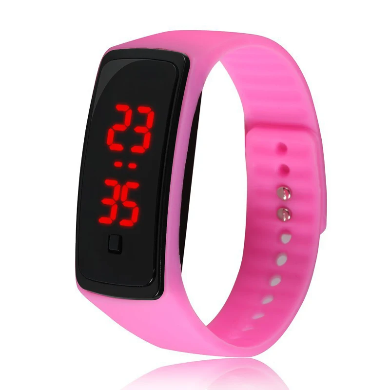 Новые ED часы браслет детские простые спортивные электронные второго поколения модные силиконовые студенческие часы детские часы - Цвет: Розовый
