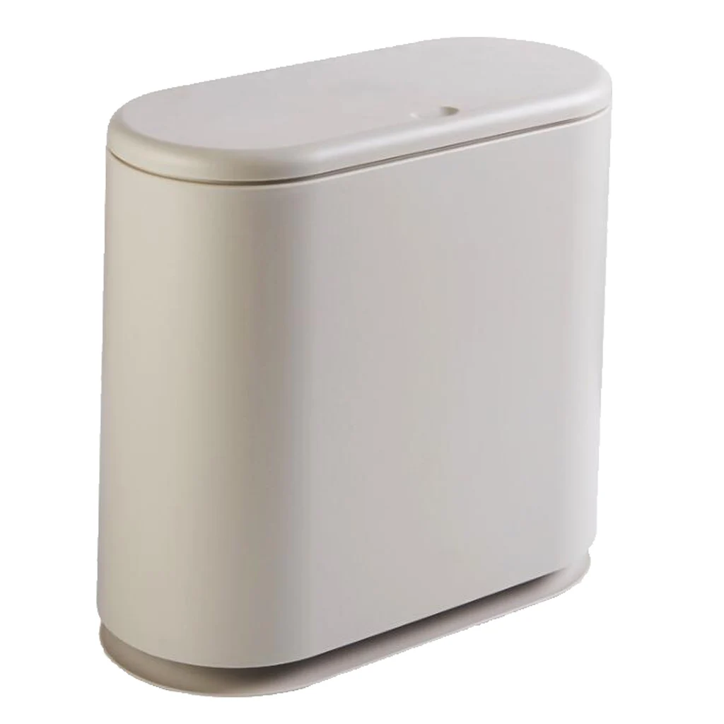 Modern Fashion White Flip Lid Trash Can Double Garbage Bag Holder Waste Bin