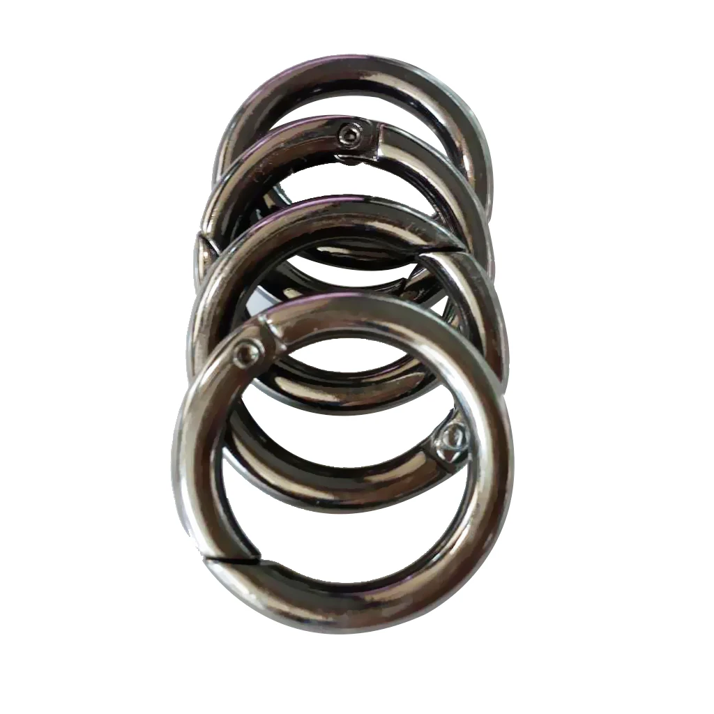 fityle 5pcs Round Push Gate Snap Hooks Spring Ring Clasp Buckle Camping Carabiner 28mm