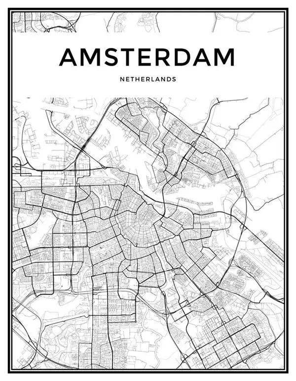 Карта знаменитый город Скандинавская Картина на холсте домашний Декор стены искусства Лэндон Париж Милан Черный Гостиная Офис Отель плакат фон DIY - Цвет: AMSTERDAM