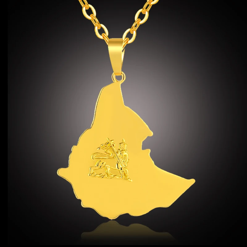 SONYA эфиопские ожерелья с картами для женщин и мужчин золотого цвета ювелирные изделия Африка эфир колье с изображением Льва карты подарок Женская бижутерия в подарок