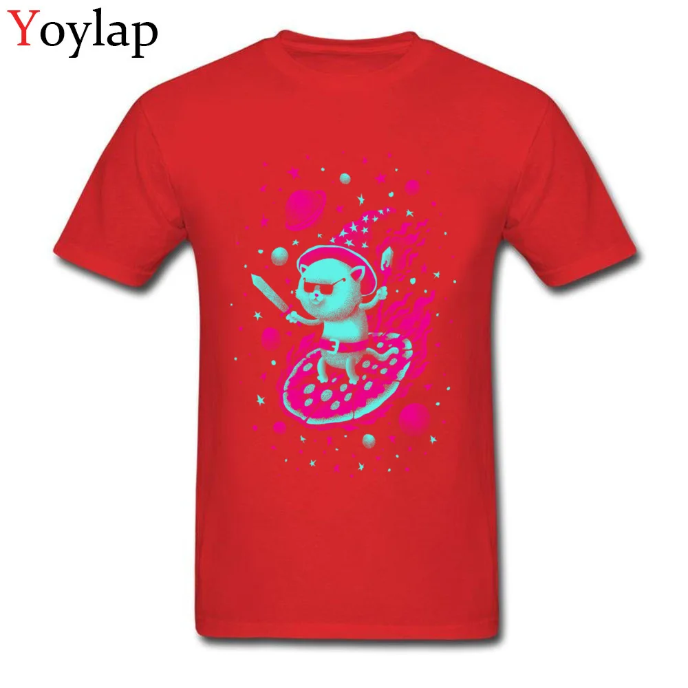 Cotton Tops Tees Cool Wizard Cat for Male Funny T-shirts Crazy Graphic Crew Neck Short Sleeve Tee Shirt Top Quality red