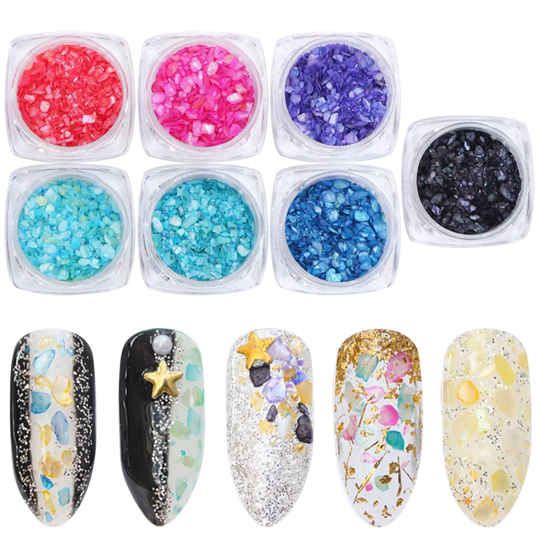 

Boxed Natural Marble Fragments Chips BX Mermaid Rouge Sequins Nail Stickers Environmental Protection Nail Paste Multi-color