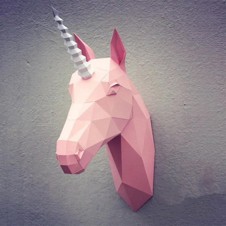 3D бумажная модель diy Единорог оригами настенная Бумага Ремесло животные игрушки